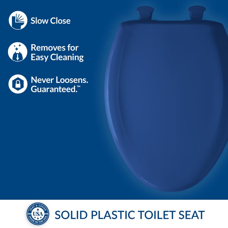 Bemis 7B1200SLOWT 364 Toilet Seat will Slow Close, Never Loosen and Easily Remove, Elongated, Plastic, Colonial Blue - Image 2